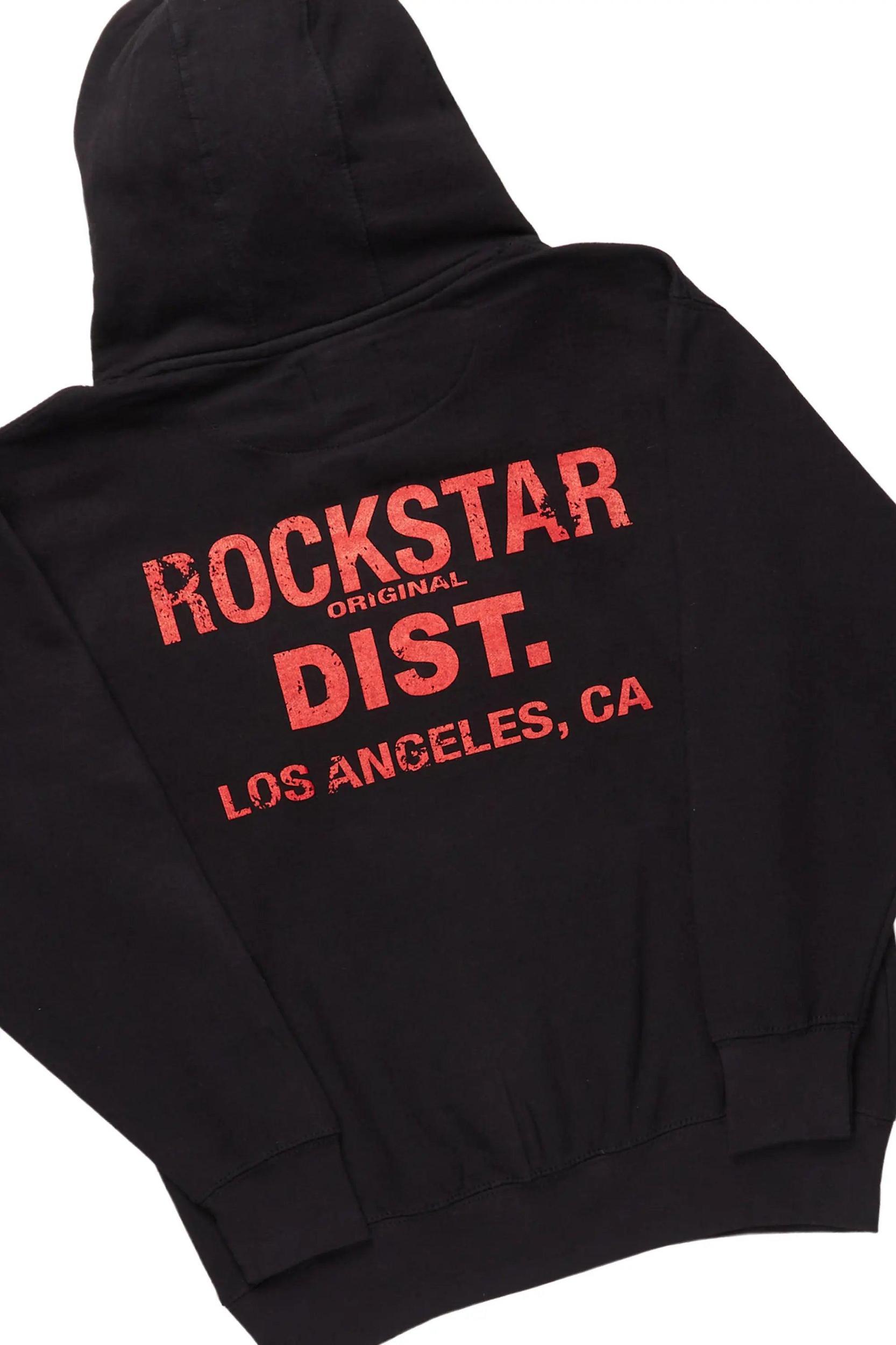 Devan Black/Red Hoodie/Baggy Stacked Flare Pant Set Male Product Image