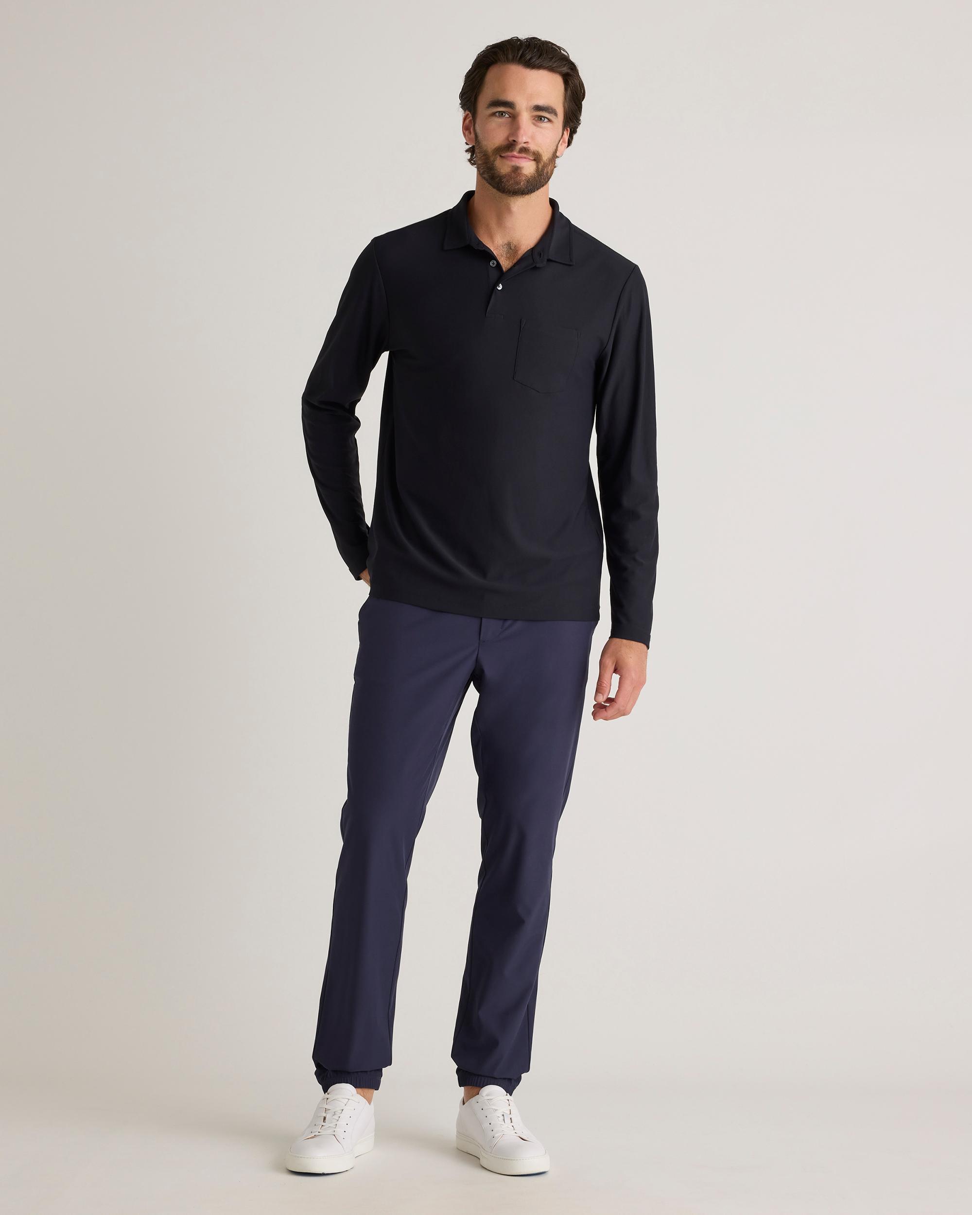 Quince | Men's ProPique Performance Long Sleeve Polo Recycled Polyester Product Image