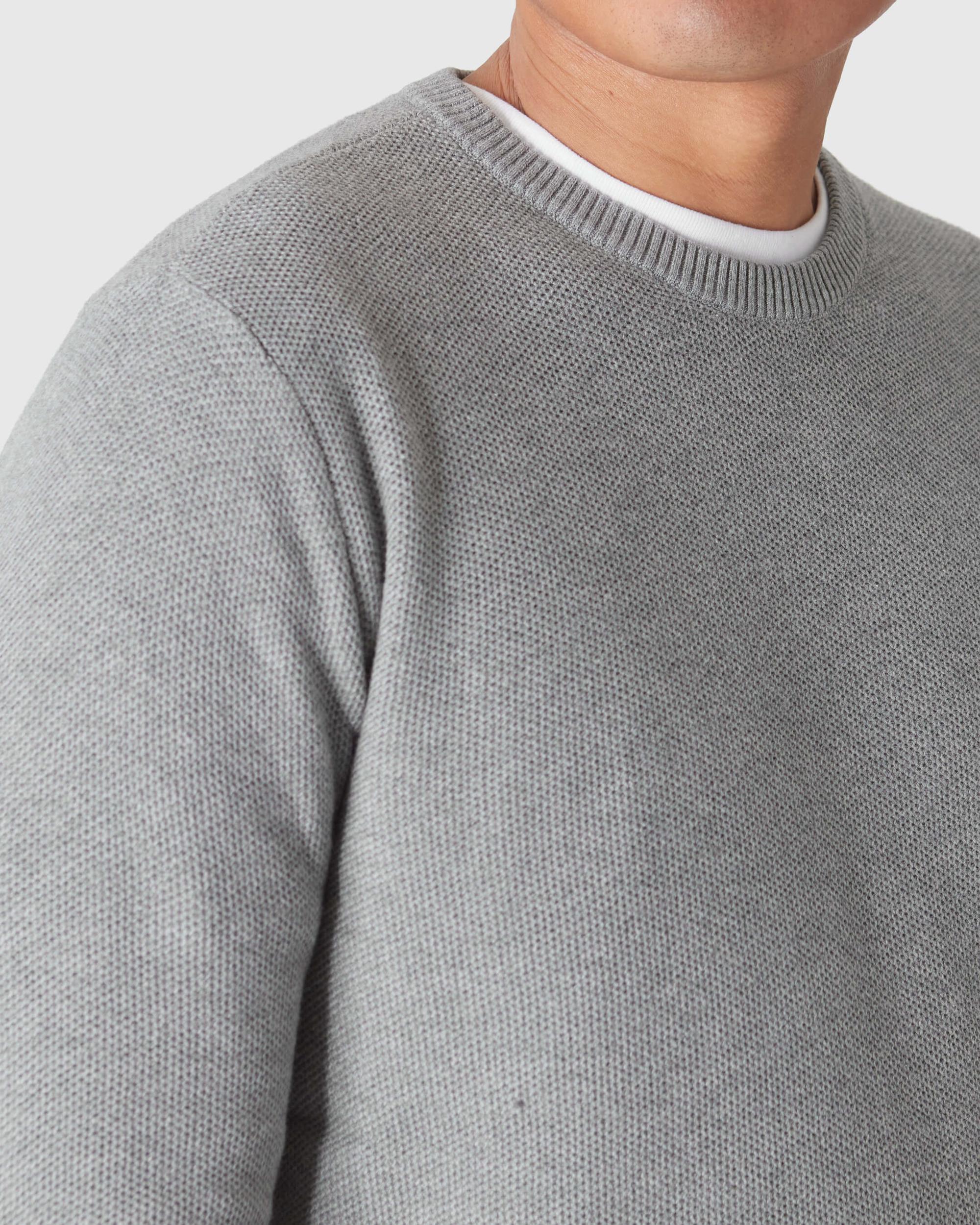Heather Gray Pique Crew Sweater Product Image