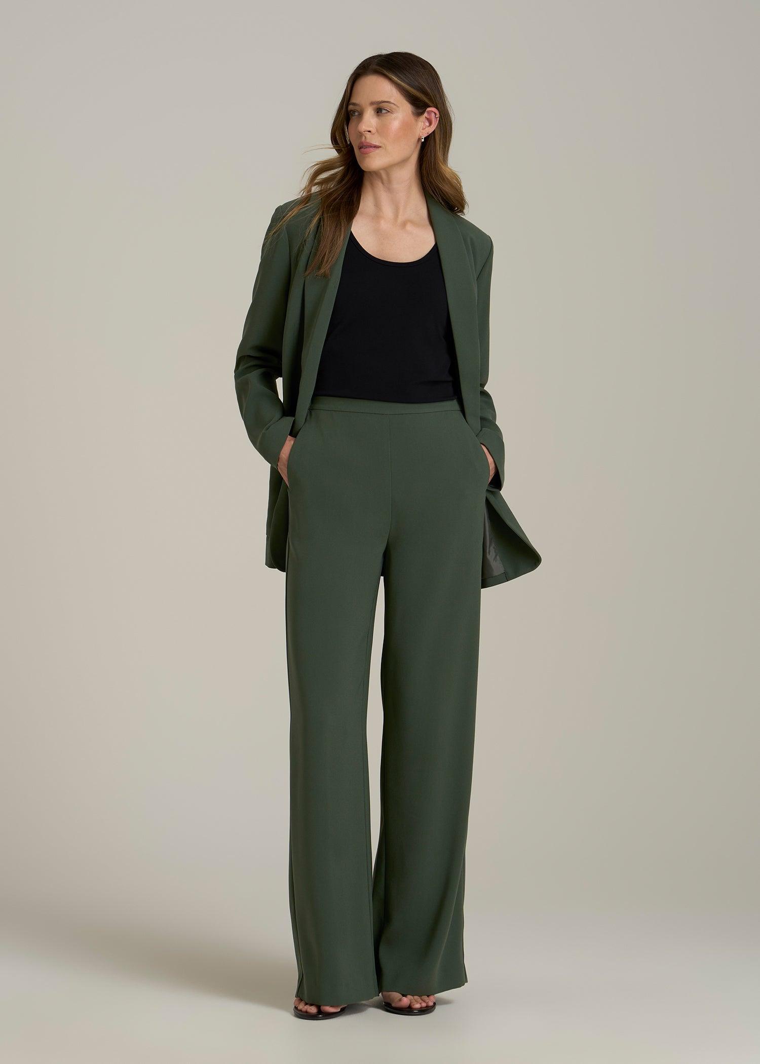Pull-On Crepe Ultra Wide Pants for Tall Women in Climbing Ivy Female Product Image