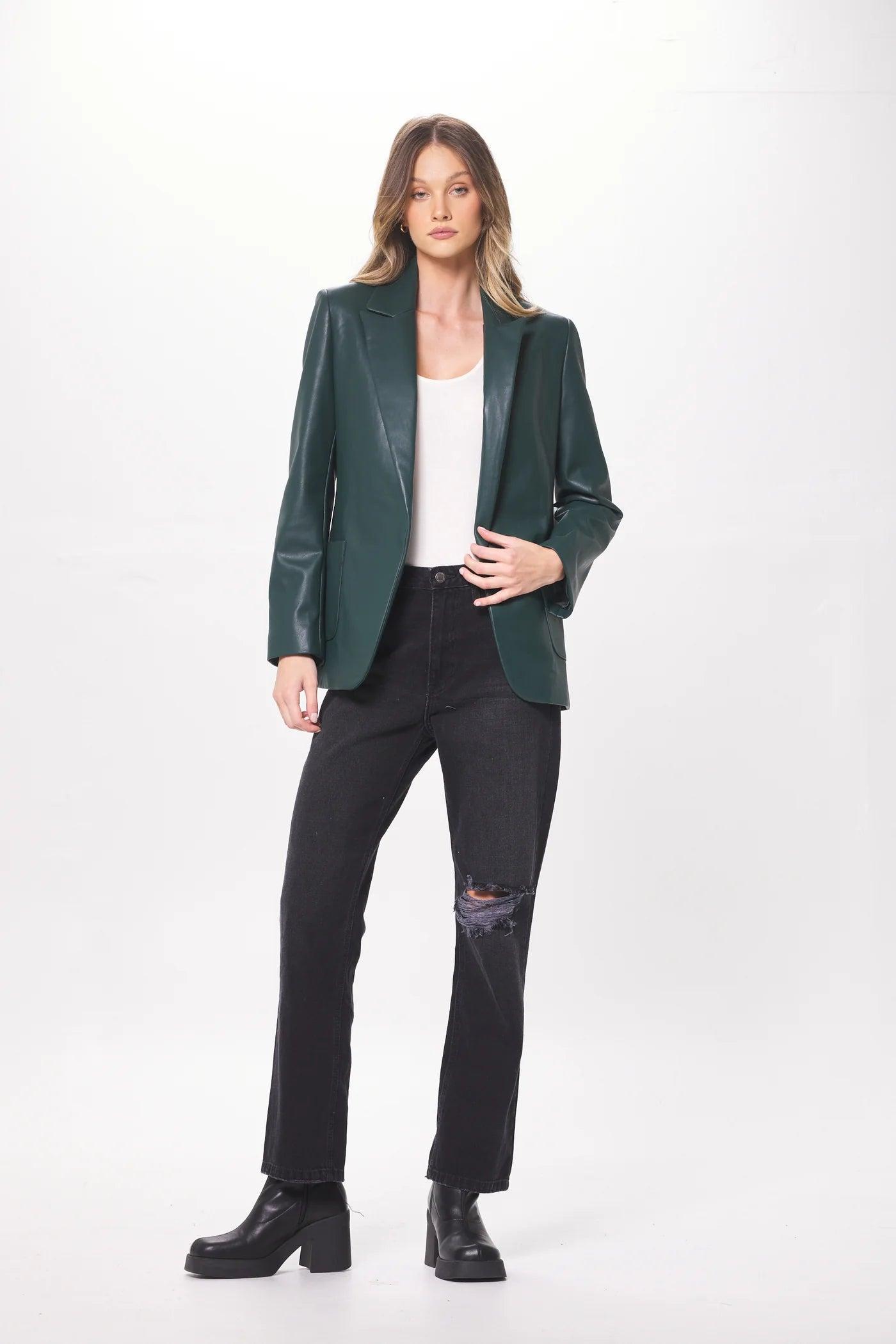 Faux Leather Blazer Product Image