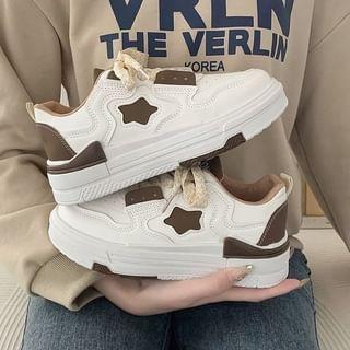 Star Patterned Lace-Up Platform Sneakers Product Image