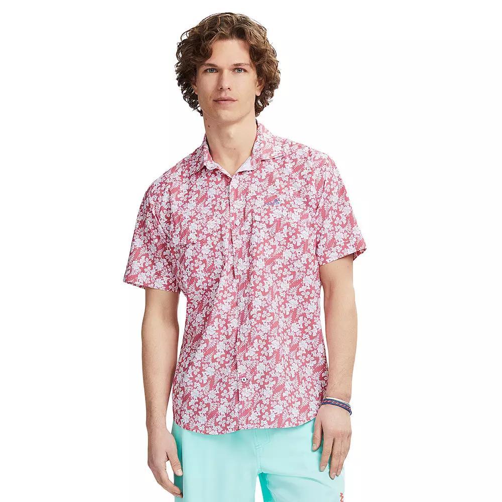 Men's IZOD Sunshield Performance Short Sleeve Button Down Shirt, Size: Medium, Twilight Blue Product Image
