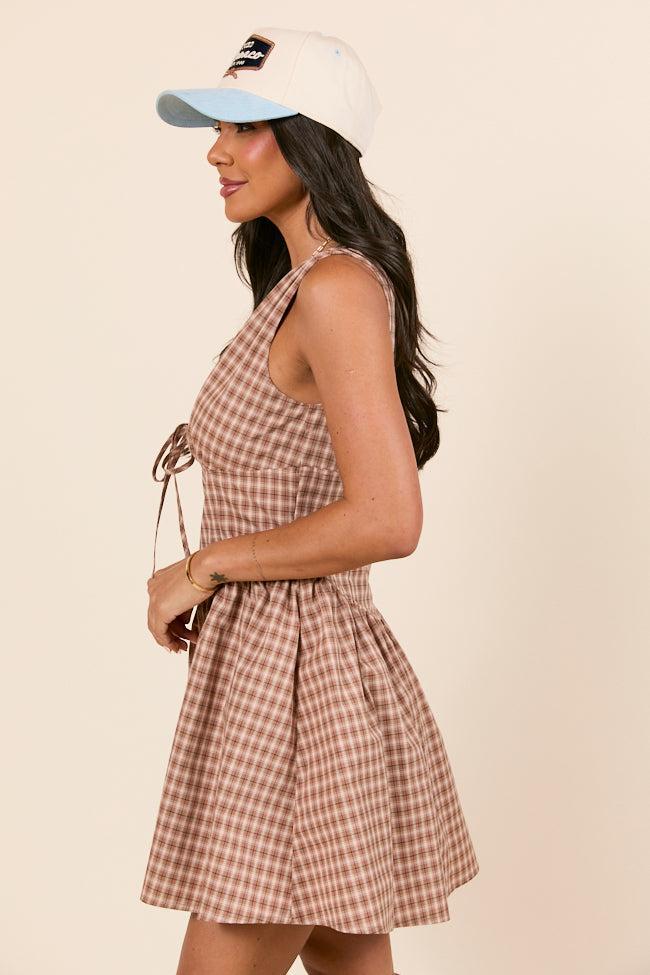 Lorie Plaid Brown Mini Dress Product Image