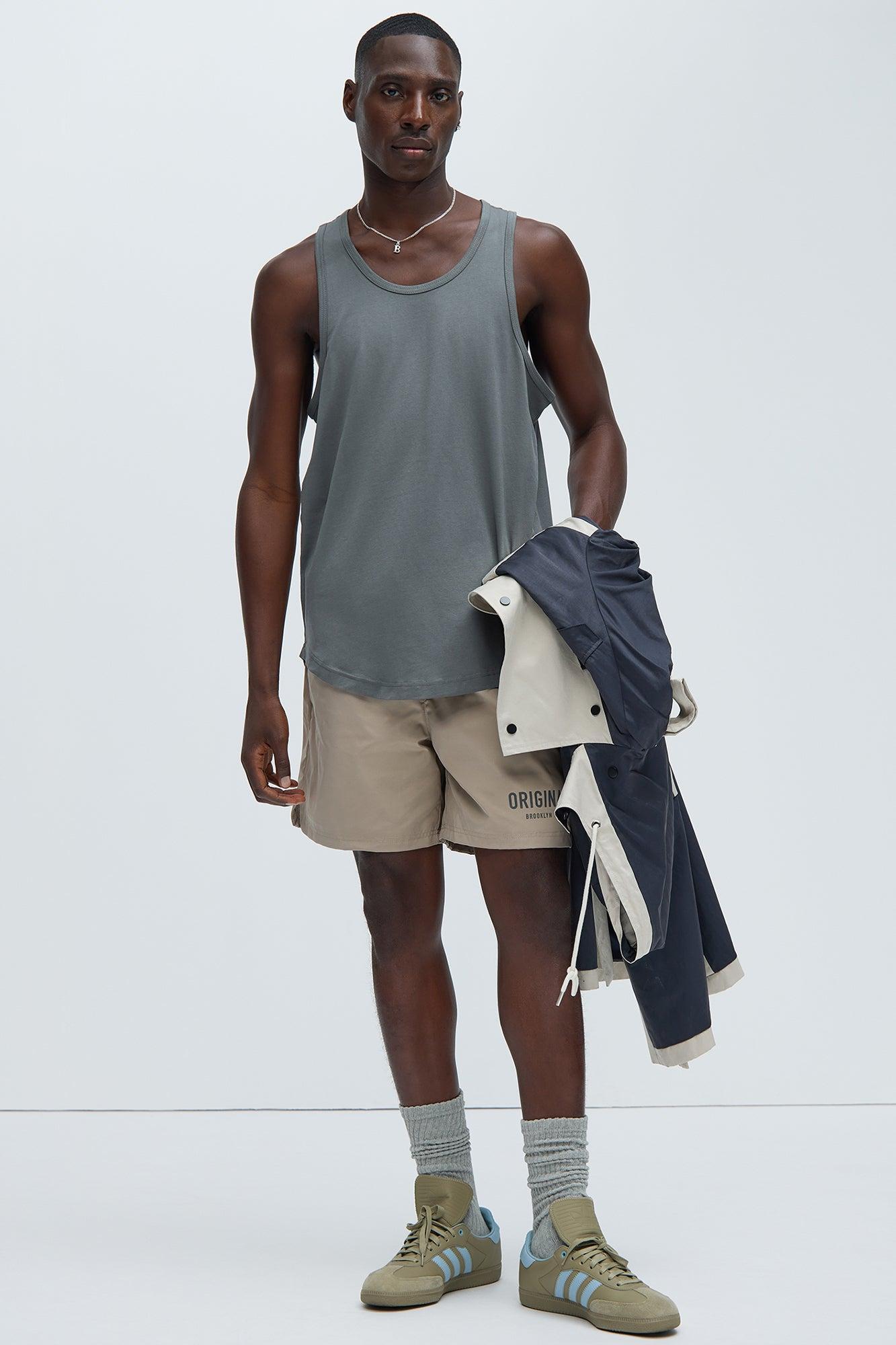 Essential Scallop Tank Top - Charcoal Product Image