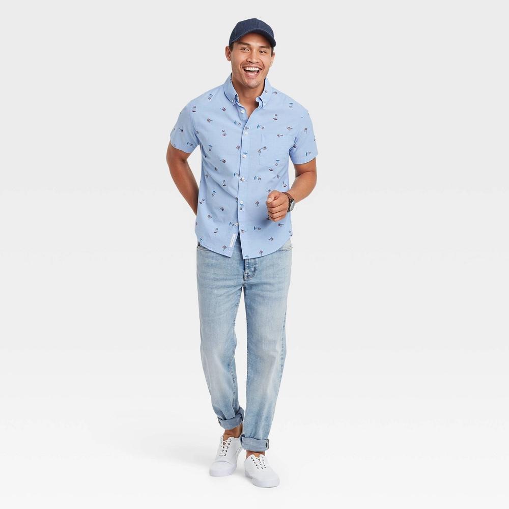Men's Slim Straight Fit Jeans - Goodfellow & Co™ Light Blue 28x30: Heavyweight Denim, Mid Rise, Fly Button and Zipper Product Image
