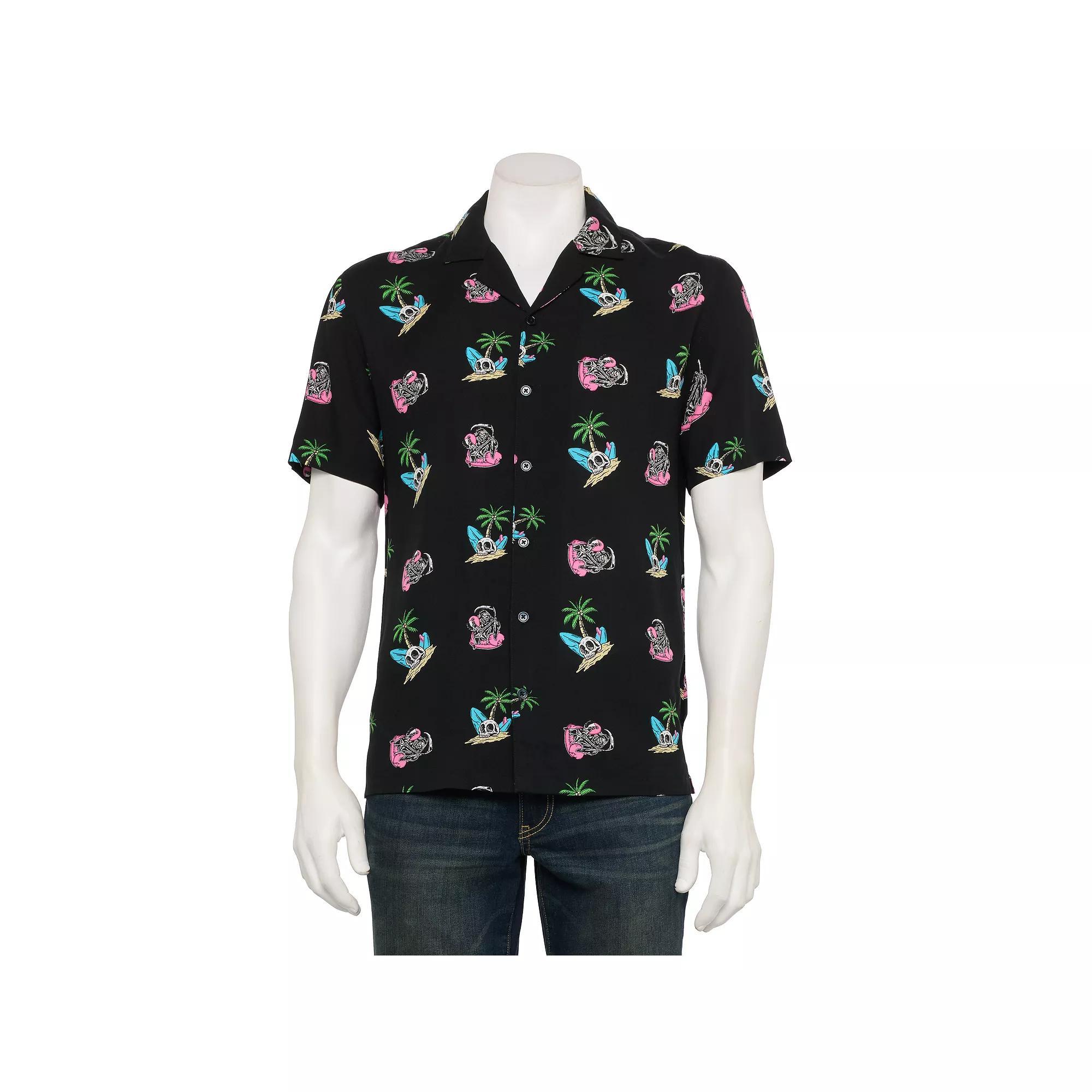 Men's Retrofit Textured Camp Shirt, Size: XXL, Black Product Image