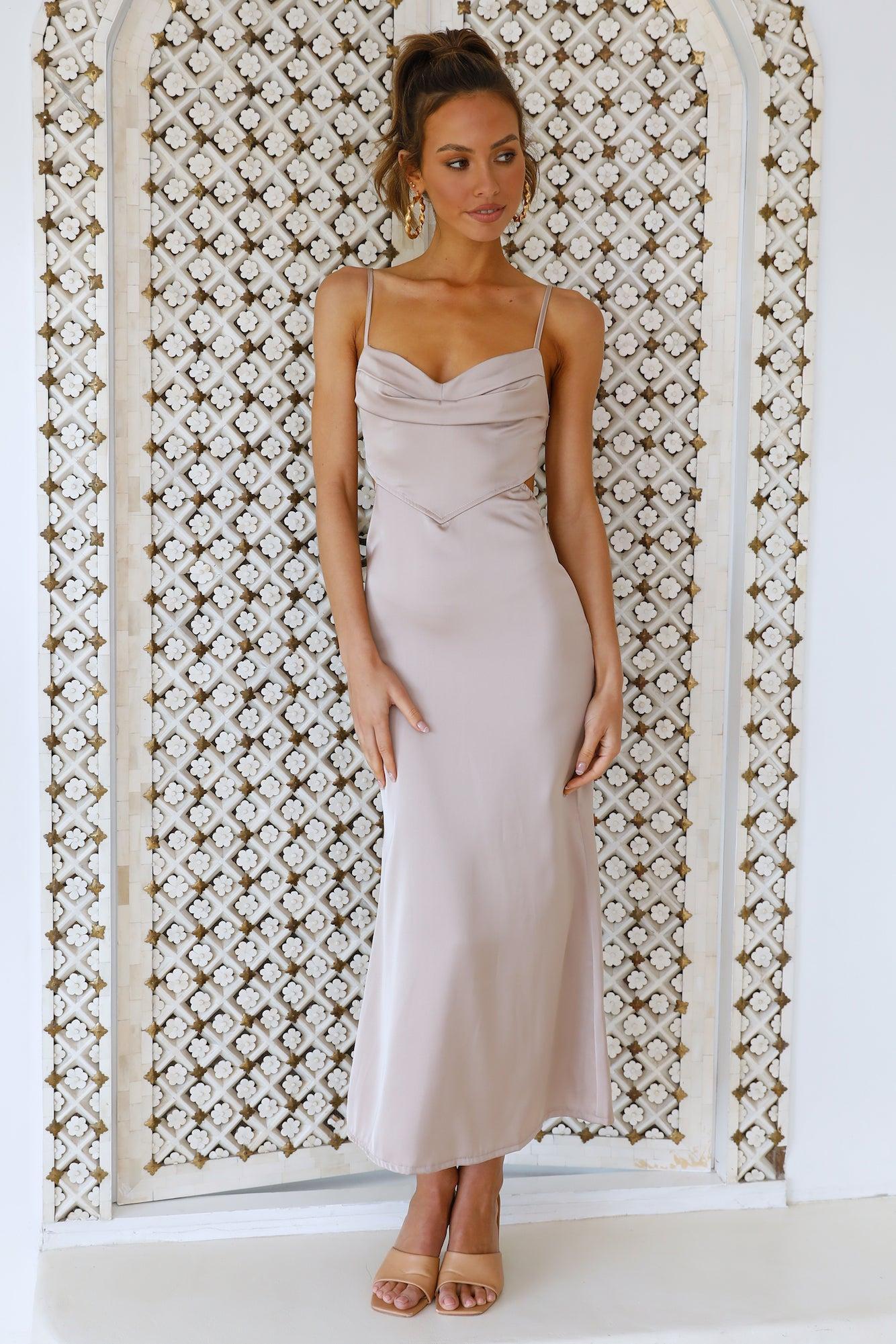 Give It To Me Midi Dress Beige Product Image