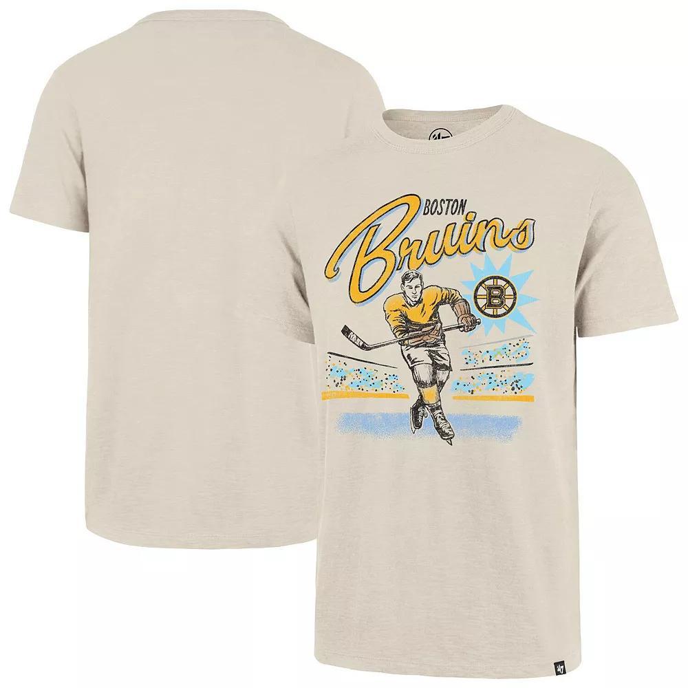 Men's '47  Natural Boston Bruins Hockey Player Golden Age Scrum T-Shirt, Size: Small, Beige Product Image