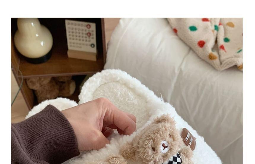 Bear Accent Fleece Home Slippers Product Image