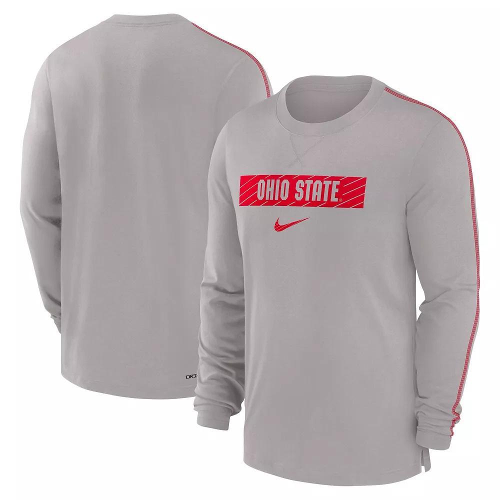 Men's Nike Gray Ohio State Buckeyes 2024 Sideline Player Tri-Blend Performance Long Sleeve T-Shirt, Size: Small, Grey Product Image
