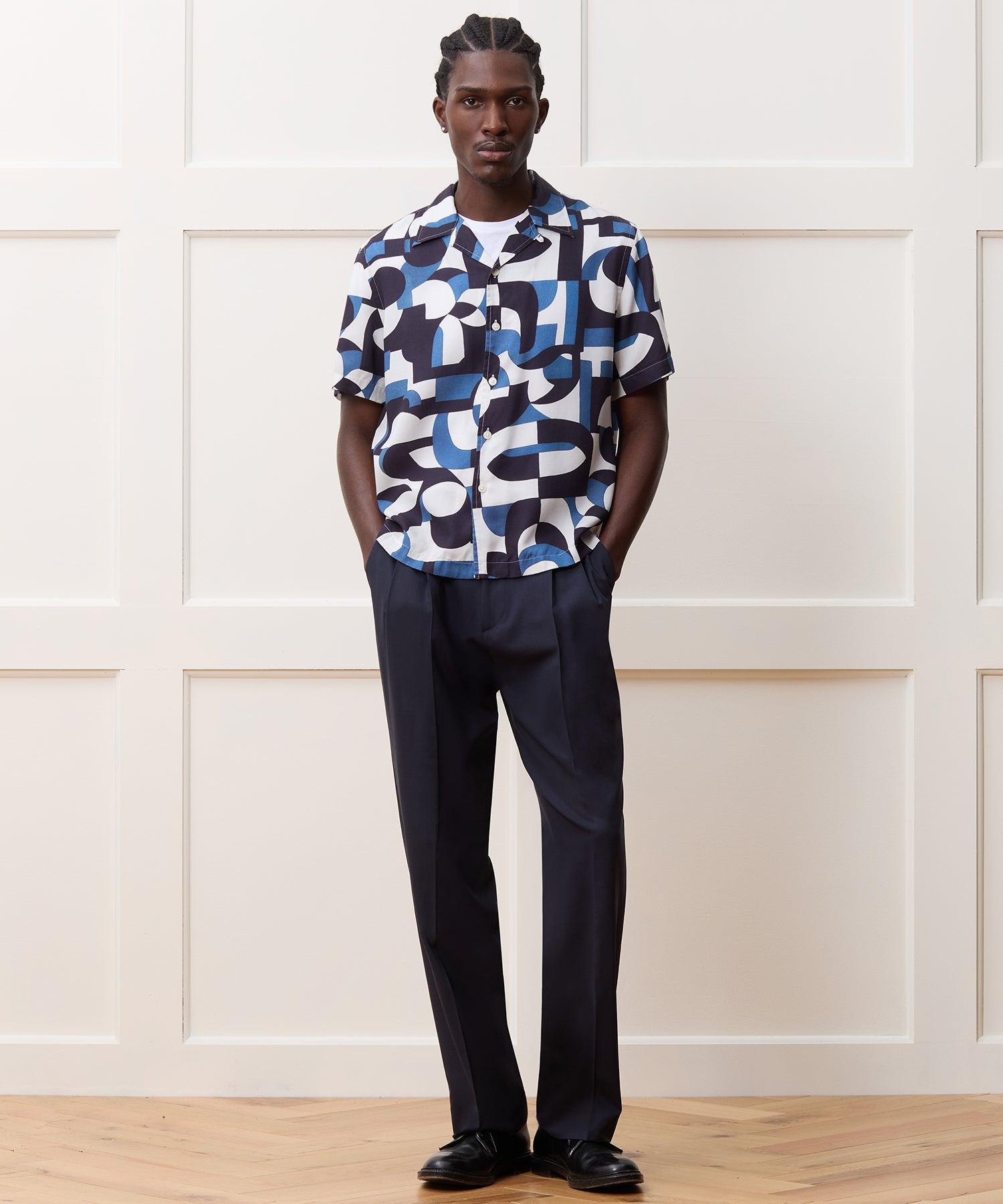 Cropped Rayon Camp Collar Shirt Product Image