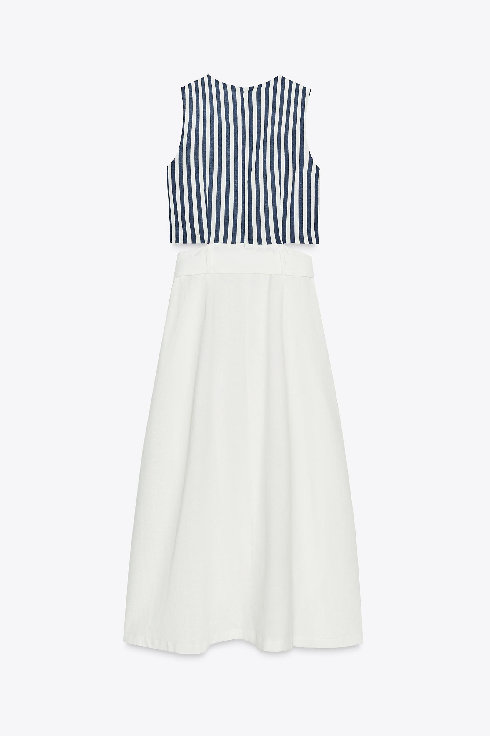 LINEN BELTED COMBINATION MAXI DRESS Product Image