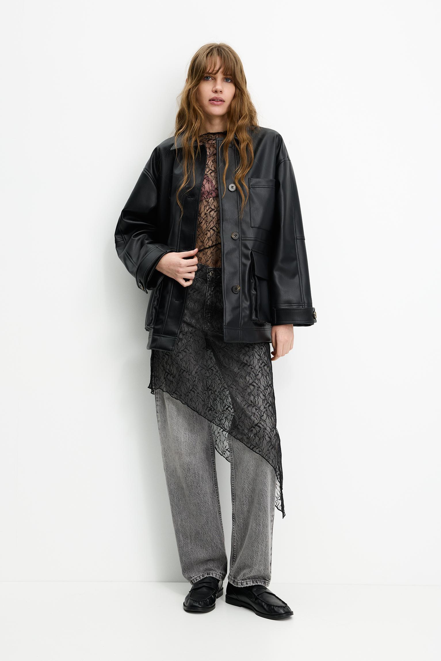 Long faux leather jacket Product Image