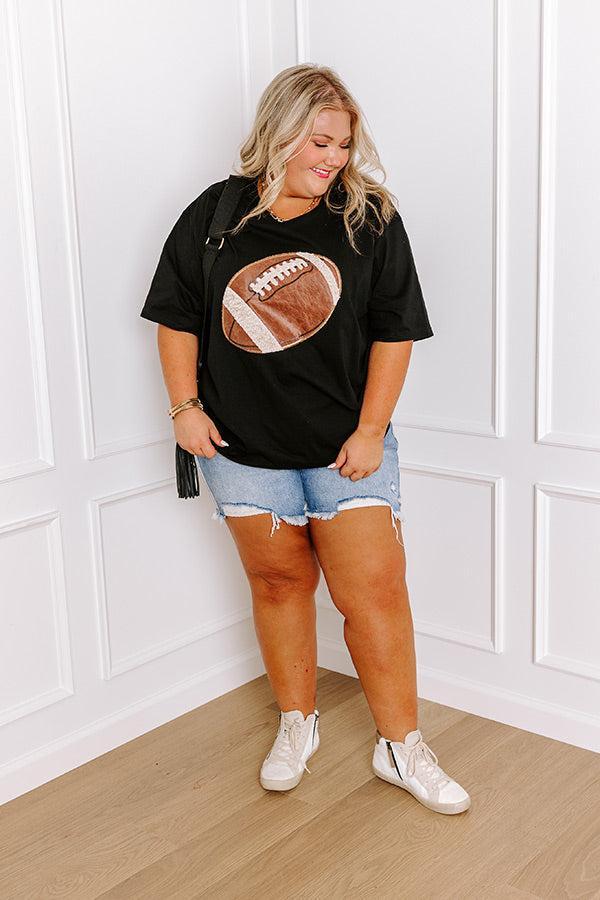 Kickoff Cutie Embroidered Oversized Tee in Black Curves Product Image