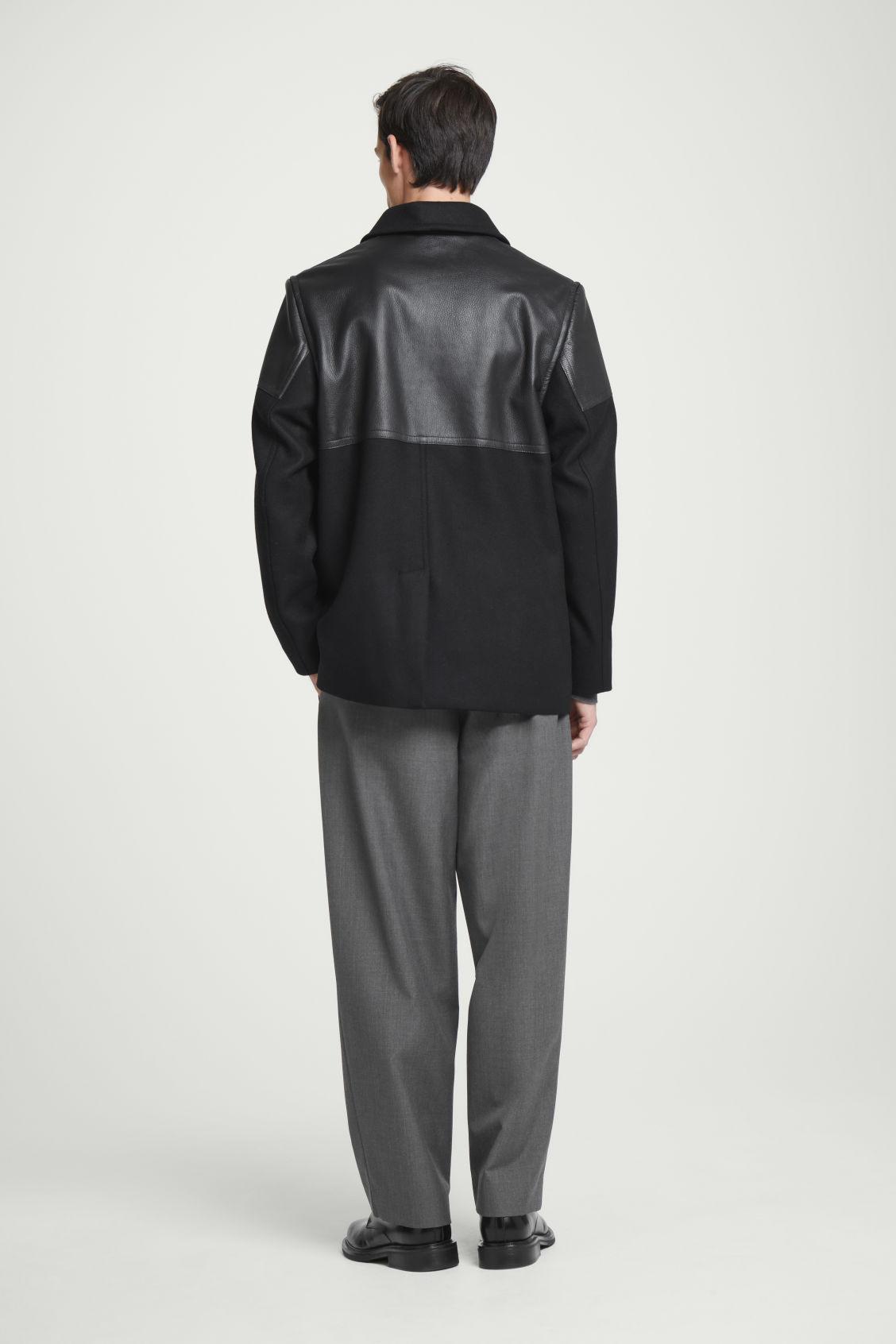 LEATHER-PANELED DONKEY JACKET Product Image