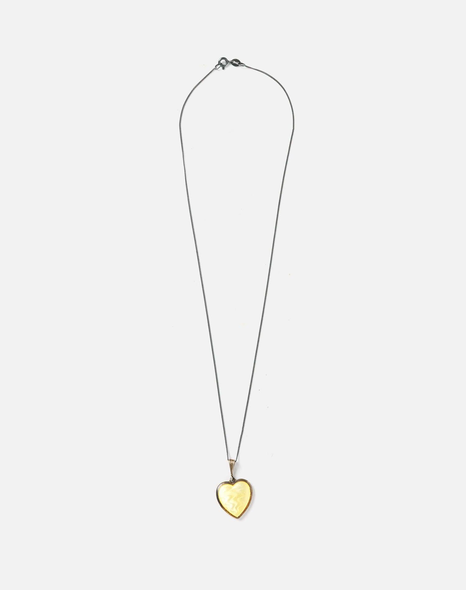 60s Guilloche Sterling Enameled Heart Necklace Female Product Image
