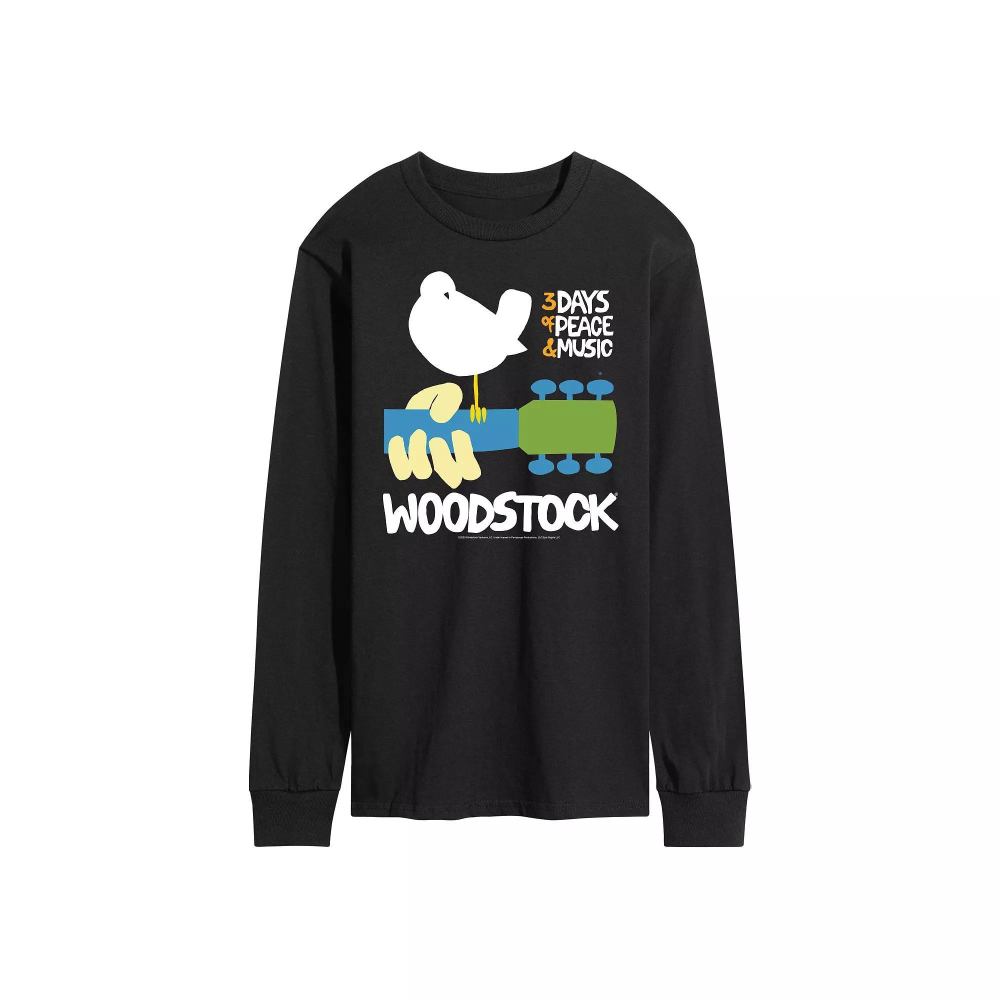 Mens Woodstock Poster Long Sleeve Graphic Tee Product Image