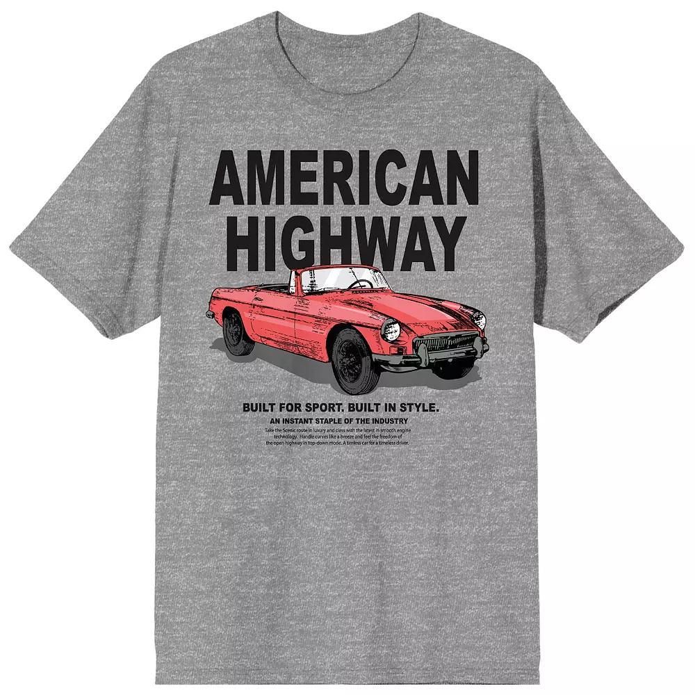 Men's Car Fanatic Red Vintage Car Tee, Size: XL, Gray Product Image
