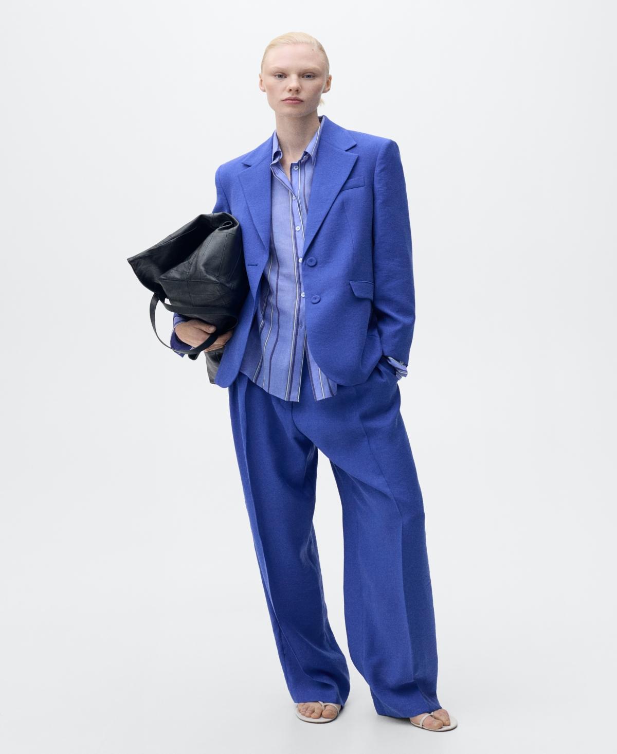 Pleated wideleg suit trousers - Women | MANGO USA Product Image