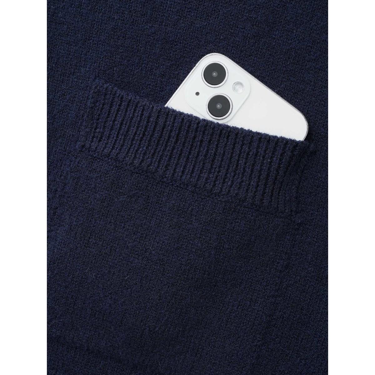 Plus Size Supersoft Essentials Suit Collar Patch Pocket Cardigan Midnight Women Casual Loose Long Sleeve Everyday Cardigans BloomChic 12/L Product Image