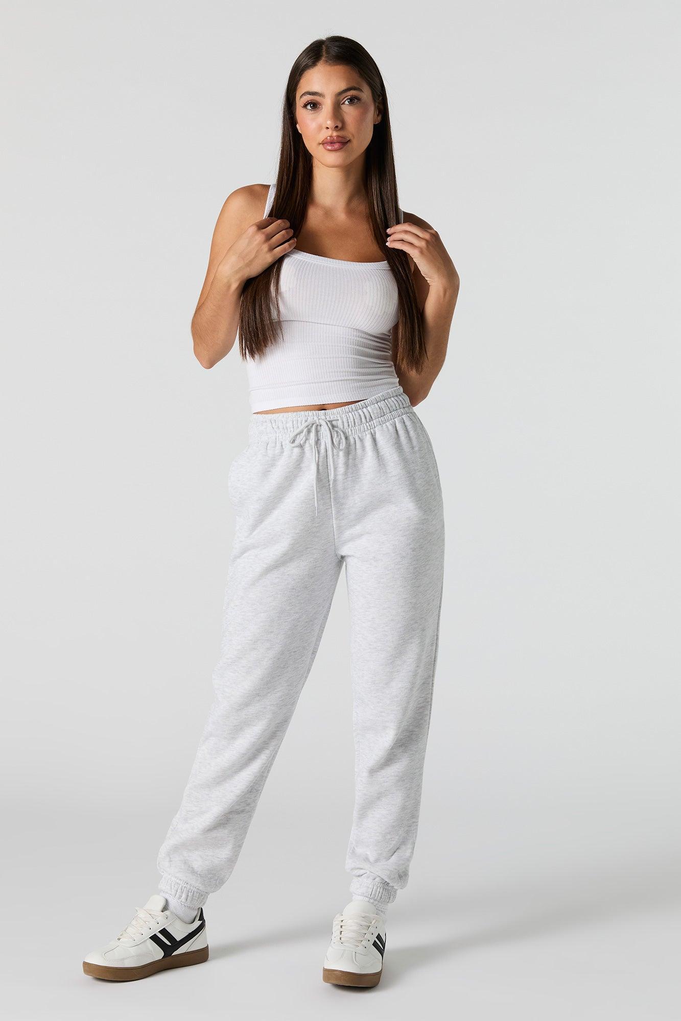 High Rise Solid Fleece Jogger Female Product Image