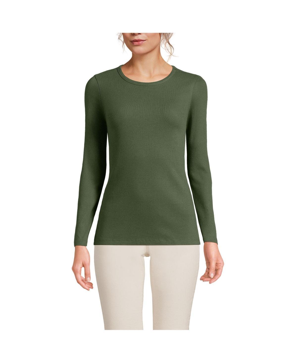 Women's Lands' End Micro Rib Tee, Size: Medium, Deep  Blue Product Image