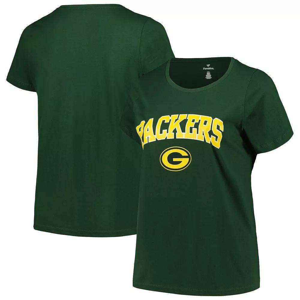 Women's Fanatics Branded Green Green Bay Packers Arch Over Logo Plus Size T-Shirt, Size: PLUS Medium Product Image