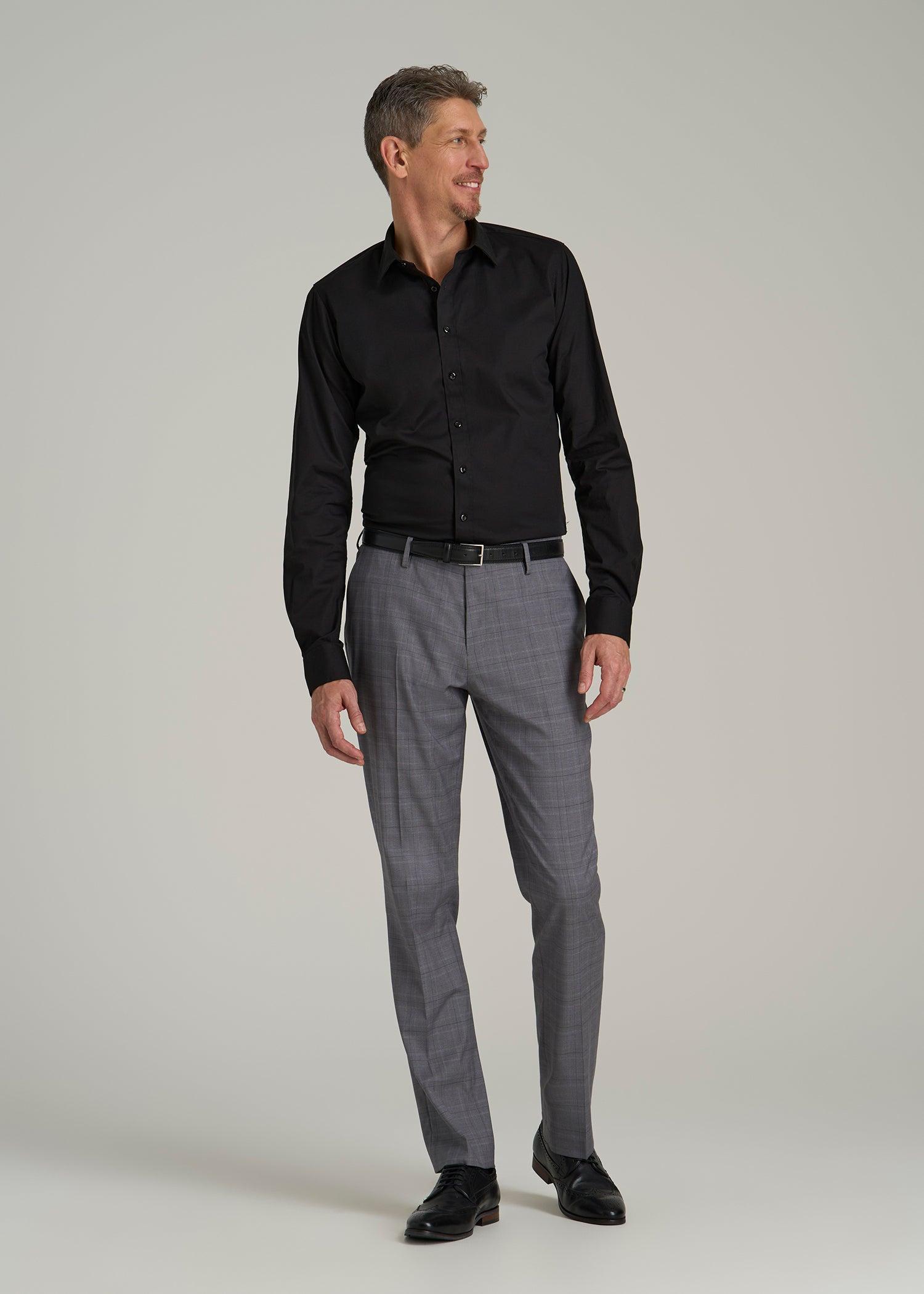 Oskar Button-Up Dress Shirt for Tall Men in Black Male Product Image