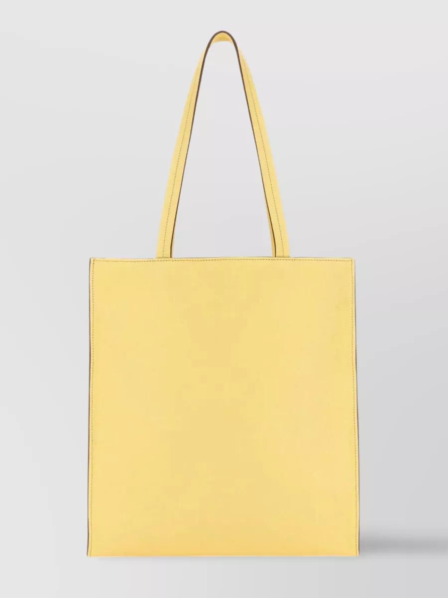 MIU MIU Structured Leather Tote With Adjustable Straps In Yellow Product Image