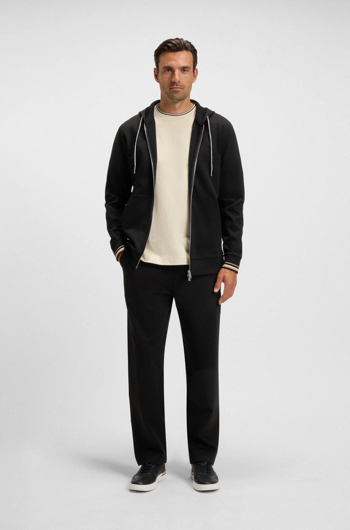 Zip-up hoodie with patterned drawcords Product Image
