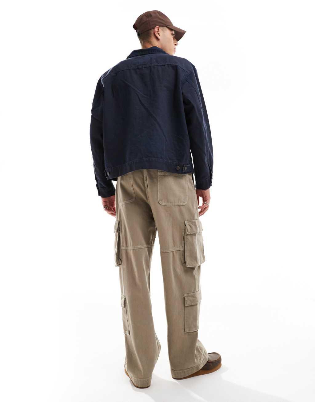 Bershka straight leg cargo pants in camel Product Image