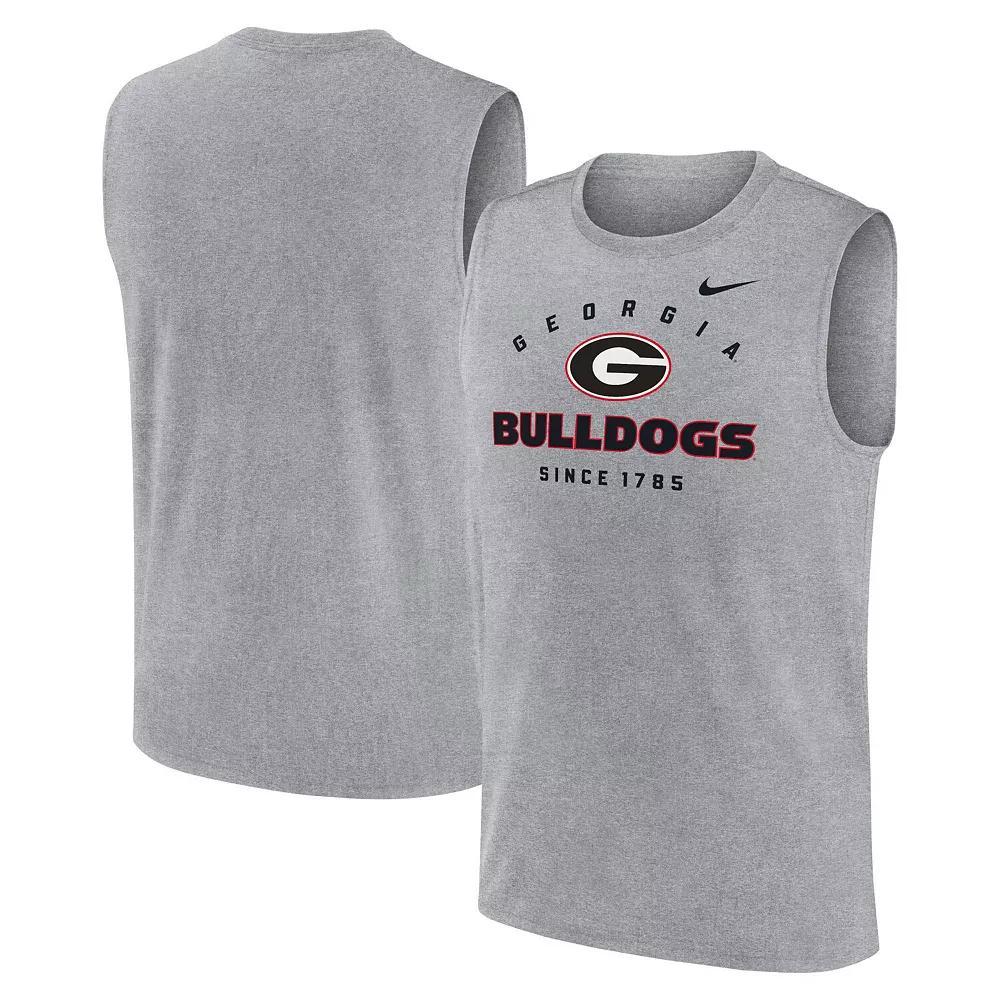 Men's Nike Heather Gray Georgia Bulldogs Primetime Legend Lock Up Performance Muscle Tank Top, Size: 2XL, Grey Product Image
