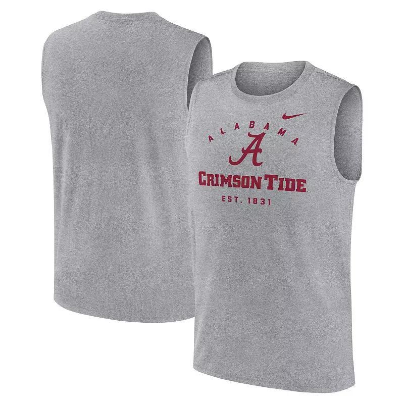 Men's Nike Heather Gray Alabama Crimson Tide Primetime Legend Lock Up Performance Muscle Tank Top, Size: XL, Grey Product Image