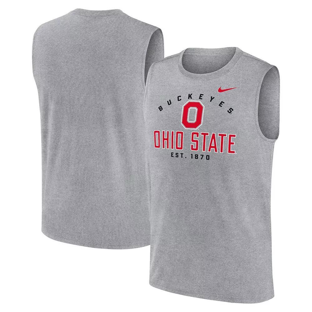 Men's Nike Heather Gray Ohio State Buckeyes Primetime Legend Lock Up Performance Muscle Tank Top, Size: Small, Grey Product Image