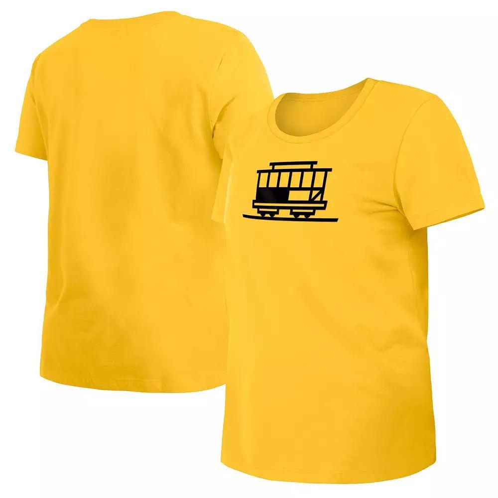 Women's New Era Gold Golden State Warriors 2023/24 City Edition T-Shirt, Size: XL Product Image