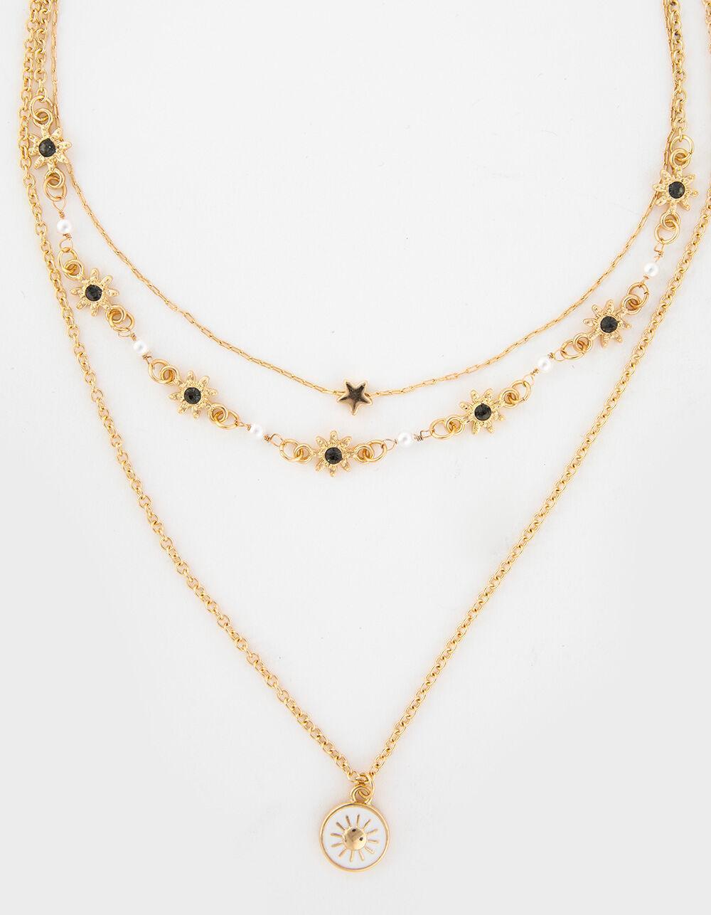 FULL TILT Layered Flower Sun Charm Necklace Product Image