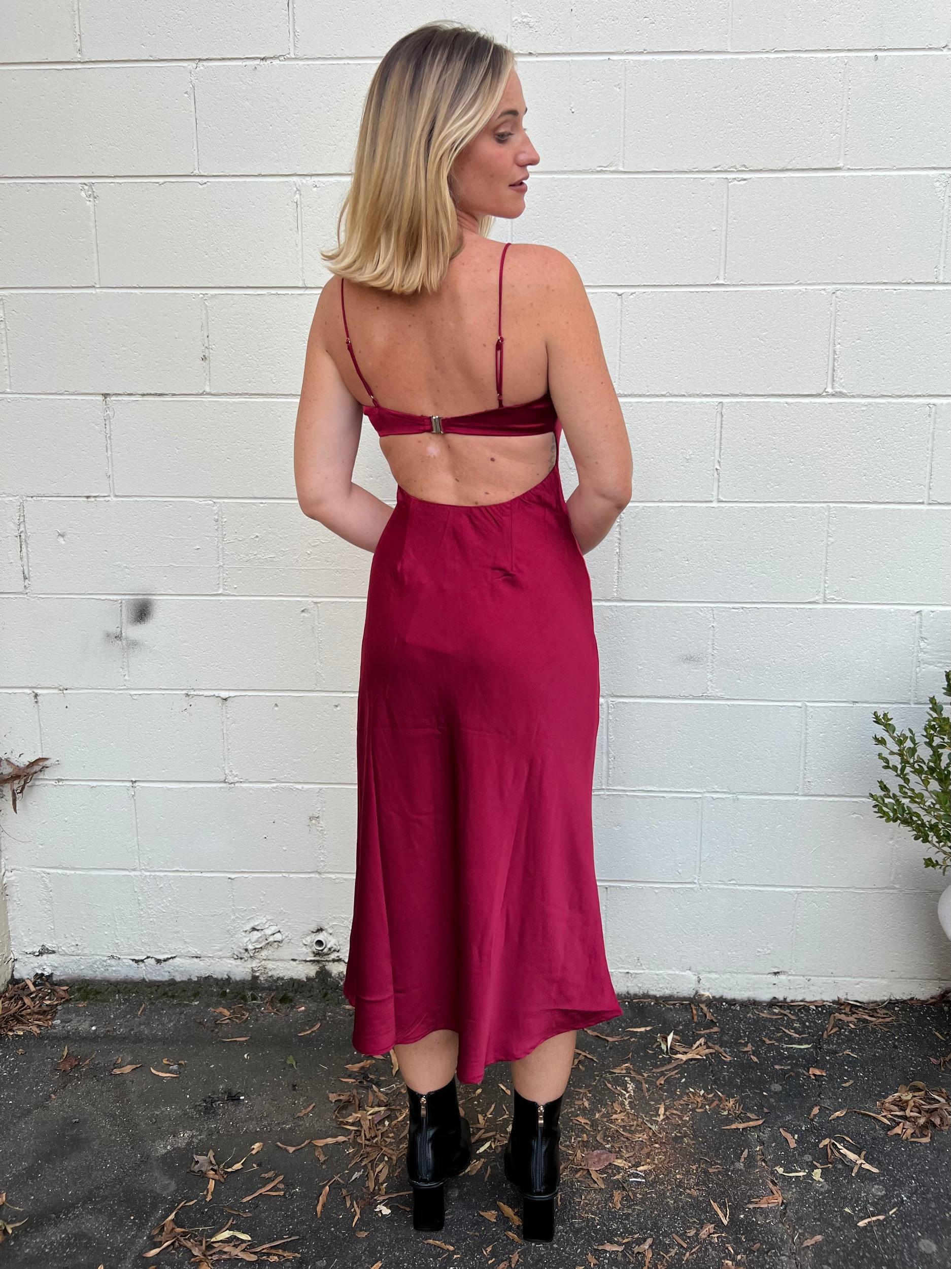 Rumble Sleeveless Satin Midi Dress Product Image