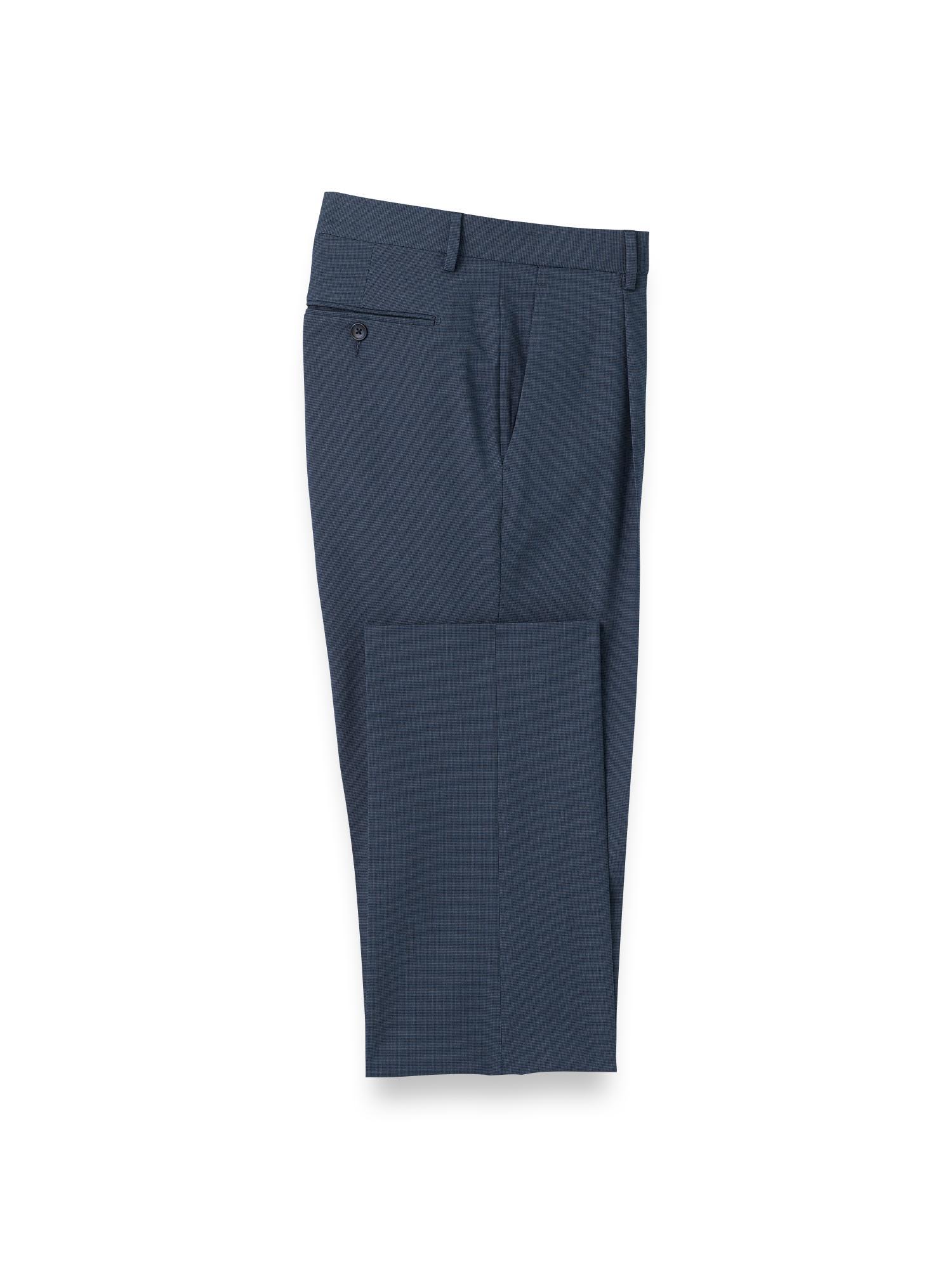 Microfiber Check Single Pleat Pants - Brown/white Product Image
