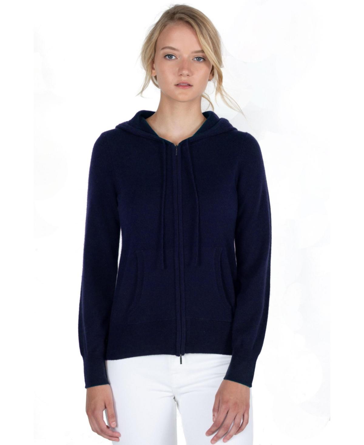Jennie Liu Womens 100% Pure Cashmere Long Sleeve Zip Hoodie Cardigan Sweater (1573, Petal Pink ) Product Image