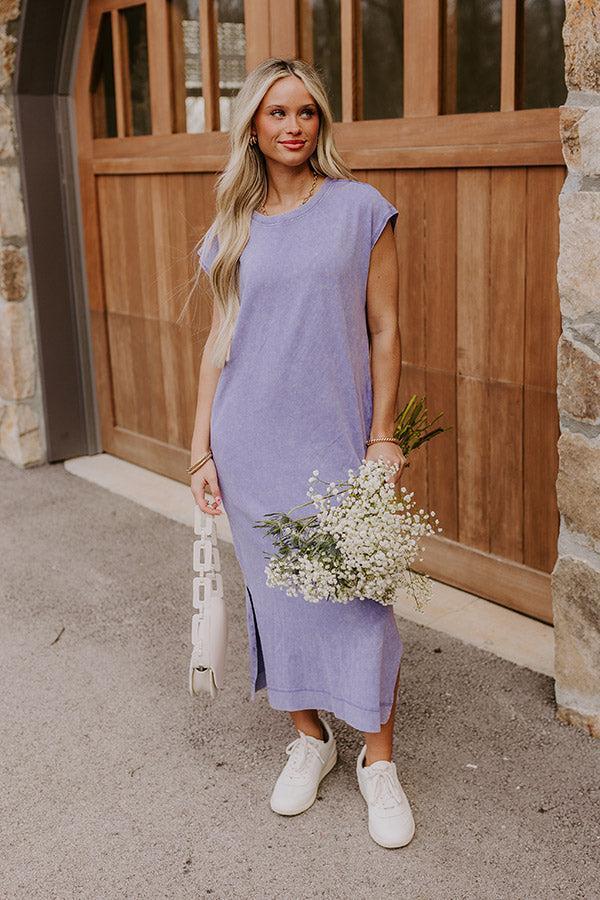 Beach Daydream Vintage Wash Midi Dress in Purple Product Image