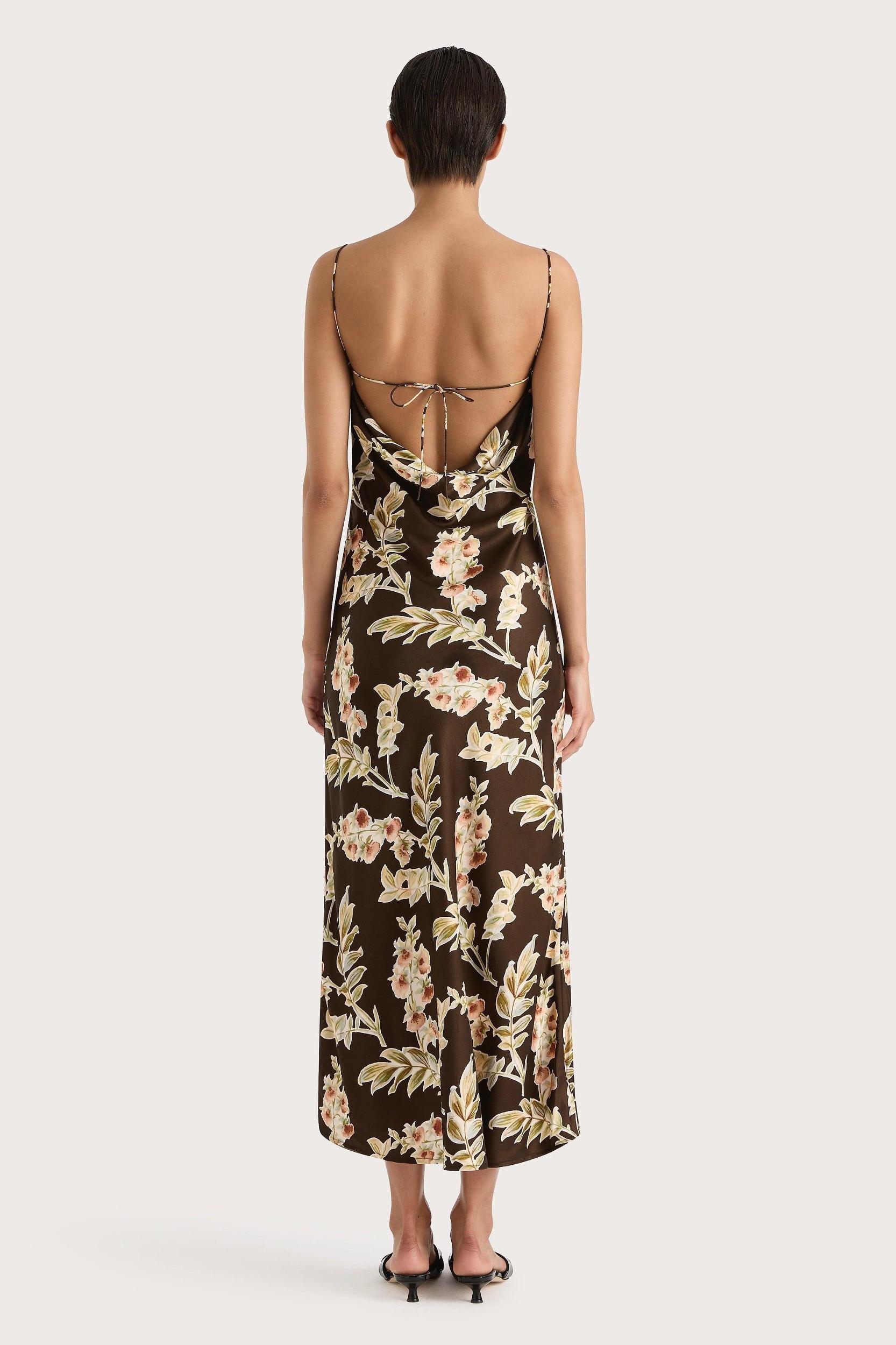 Yolaine Midi Dress Jardin Floral Chocolate Product Image