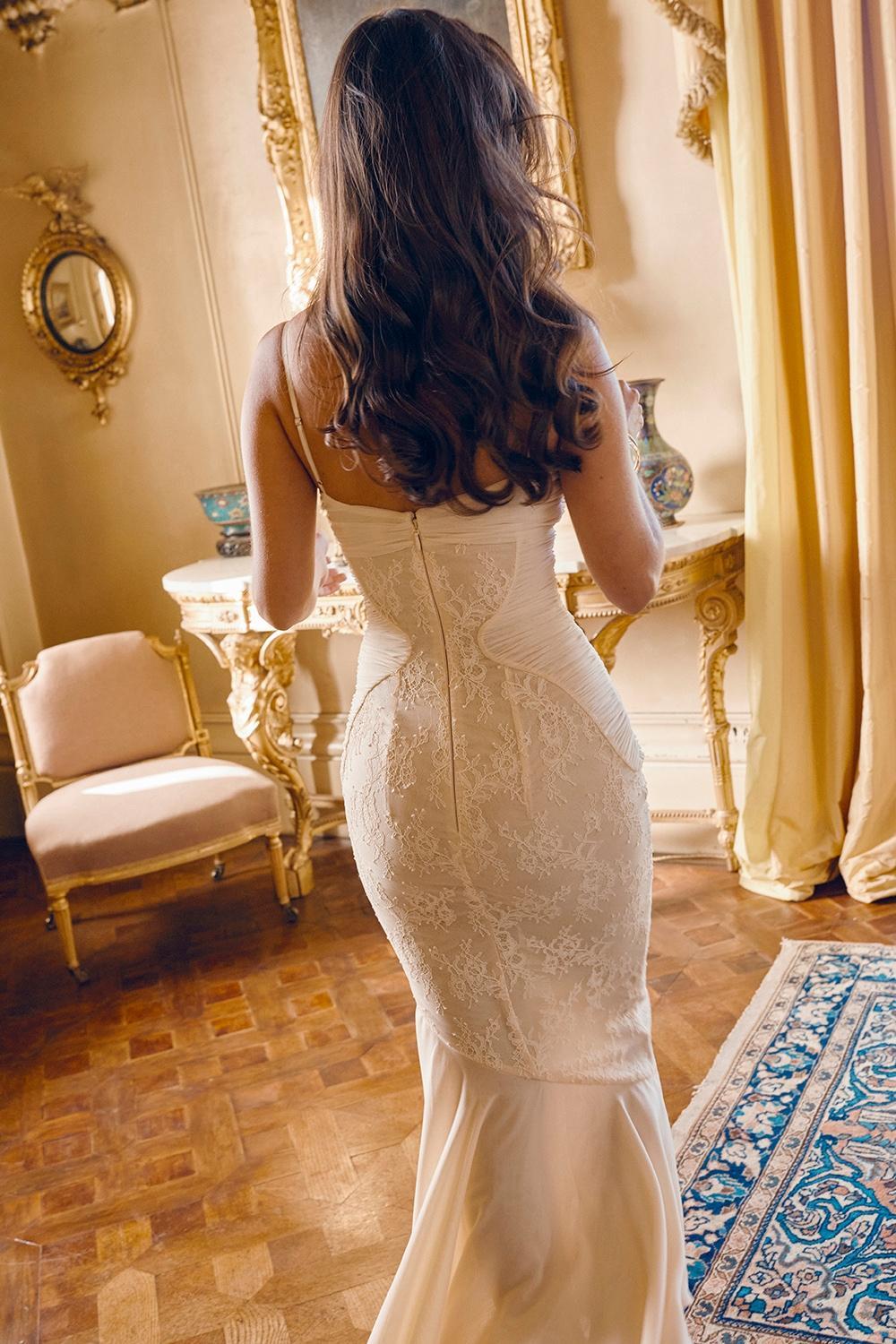 Felicia  vanilla chiffon & lace gown Product Image