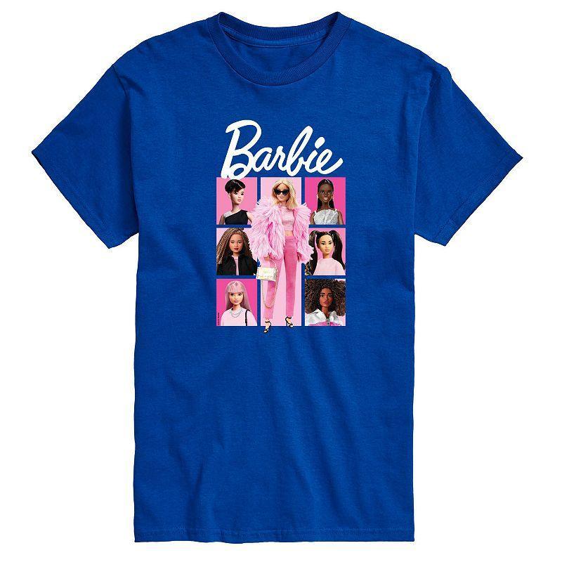 Big & Tall Barbie Pink Grid Graphic Tee, Mens Product Image