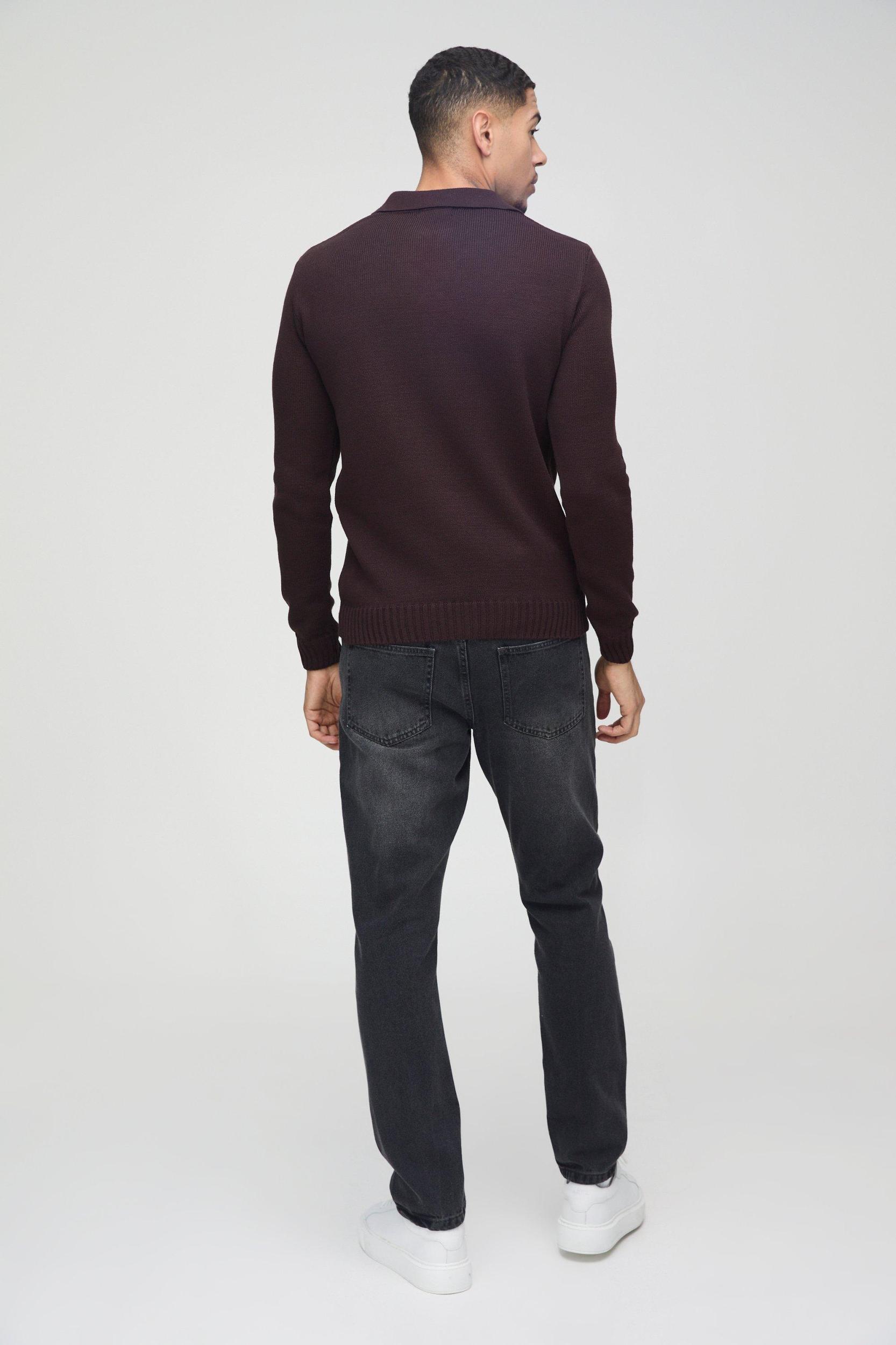 Regular Fit Knitted V-Neck Polo | boohooMAN USA Product Image