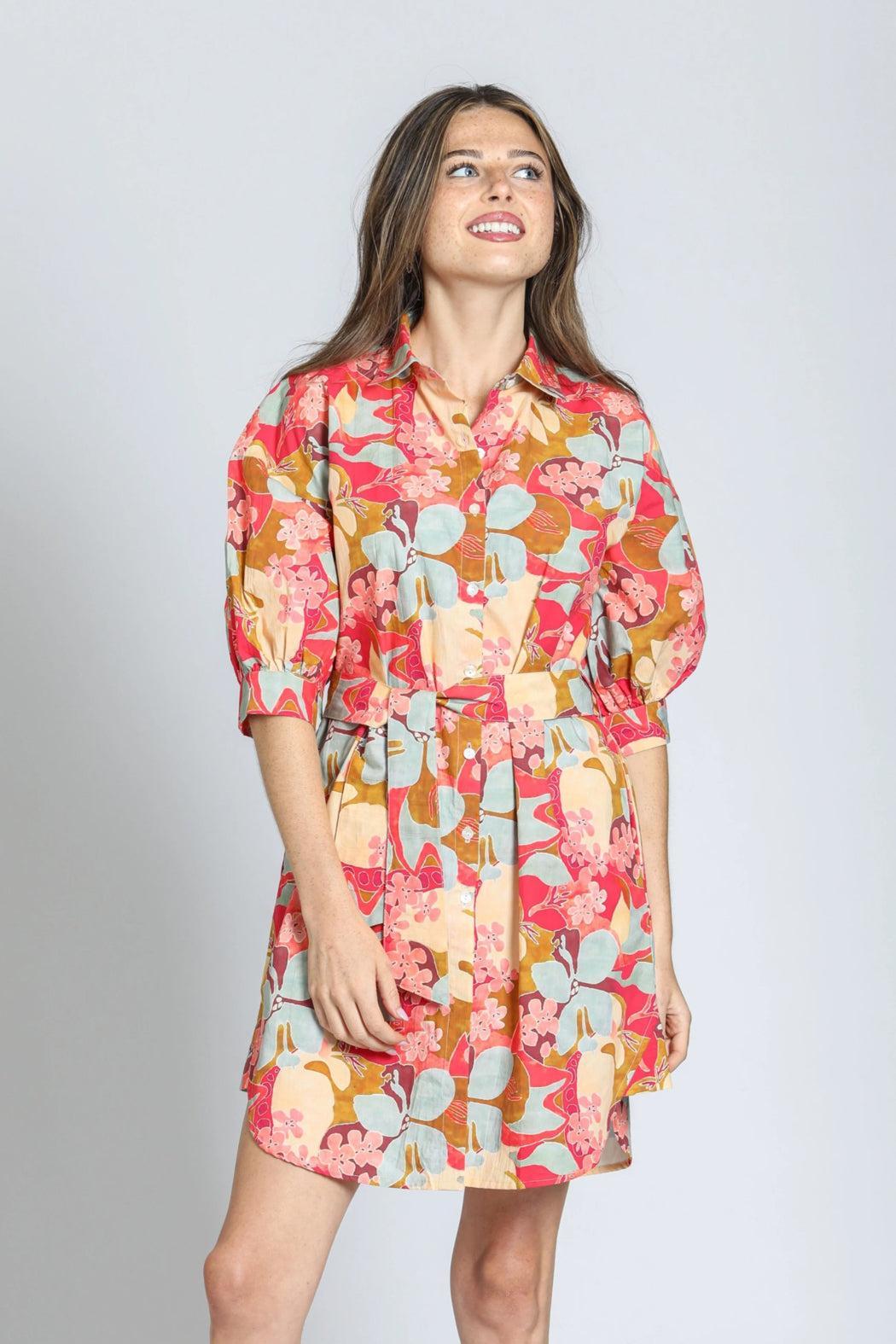APNY FLORAL SHIRT DRESS Product Image