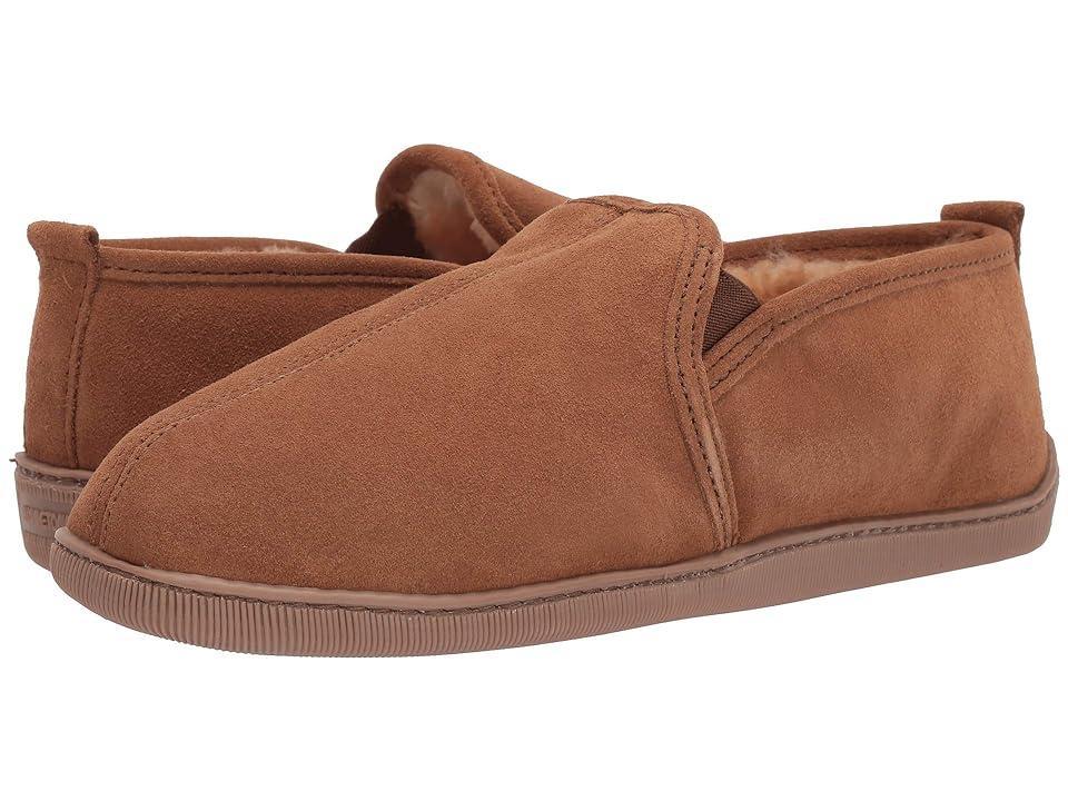 Minnetonka Mens Twin Gore Suede Sheepskin Slippers Product Image