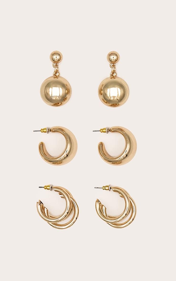 Gold Assorted Chunky Hoop Earrings Multipack Product Image