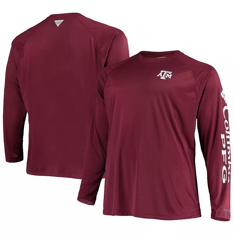 Men's Columbia Maroon Texas A&M Aggies Big & Tall Terminal Tackle Omni-Shade Long Sleeve Raglan T-Shirt, Size: 4XLT, Red Product Image