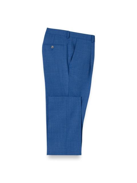 Wool Stretch Bengaline Single Pleated Suit Pants - French Blue Product Image